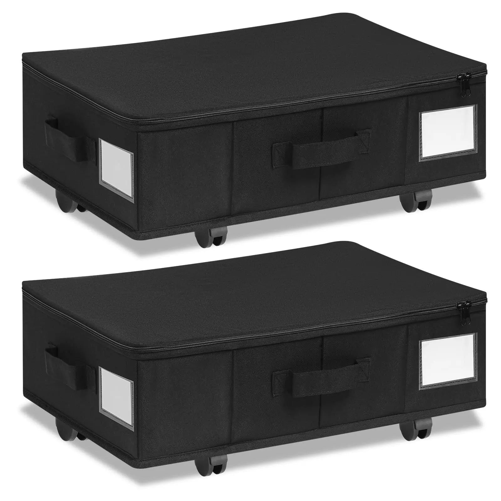 1 piece Black Size S Collapsible Underbed Storage Organizer with Wheels - Fabric Bin with Dustproof Lid Wholesale Hub