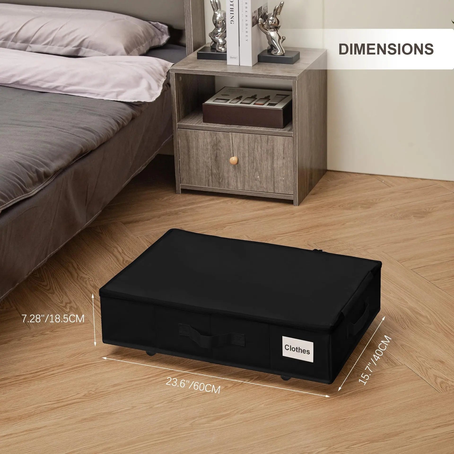 1 piece Black Size S Collapsible Underbed Storage Organizer with Wheels - Fabric Bin with Dustproof Lid Wholesale Hub