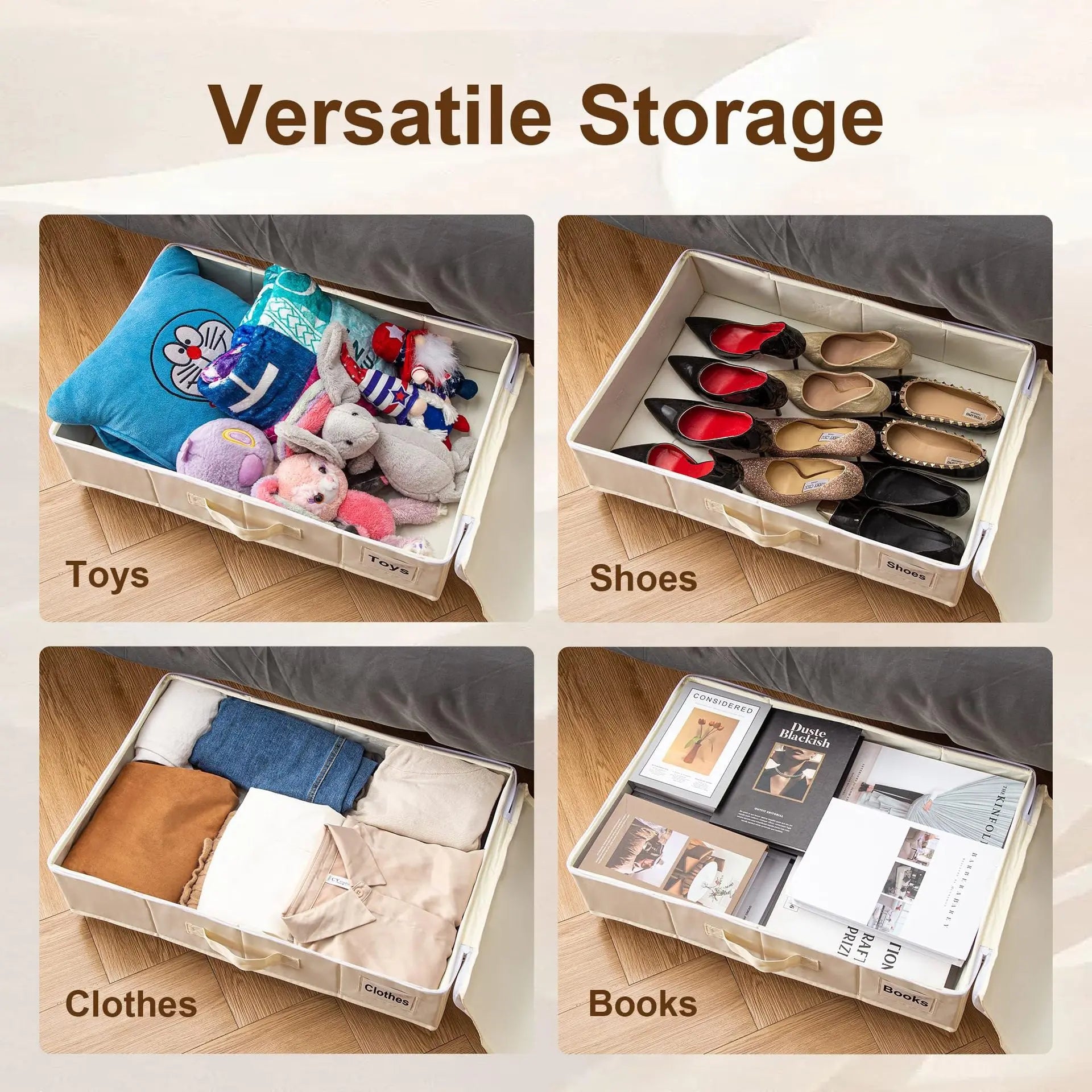 1 piece Black Size S Collapsible Underbed Storage Organizer with Wheels - Fabric Bin with Dustproof Lid Wholesale Hub