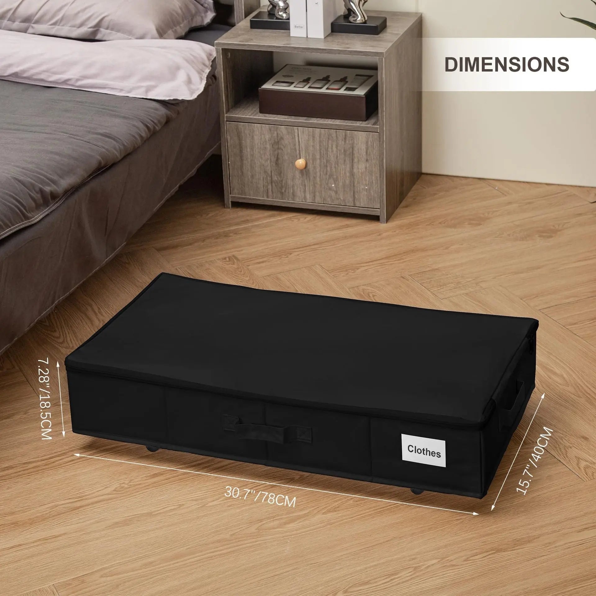1 piece Black Size L Collapsible Underbed Storage Organizer with Wheels - Fabric Bin with Dustproof Lid Wholesale Hub