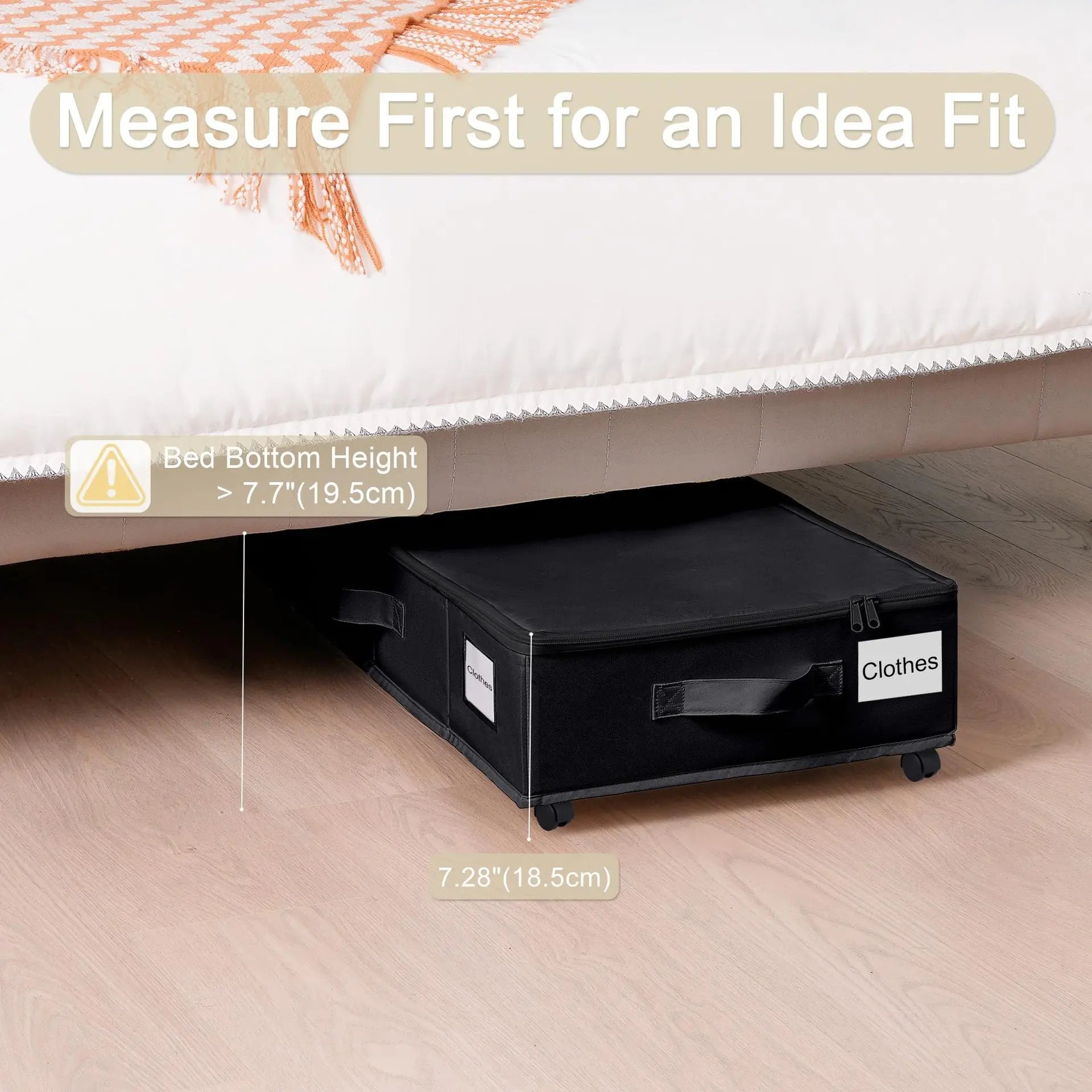 1 piece Black Size L Collapsible Underbed Storage Organizer with Wheels - Fabric Bin with Dustproof Lid Wholesale Hub
