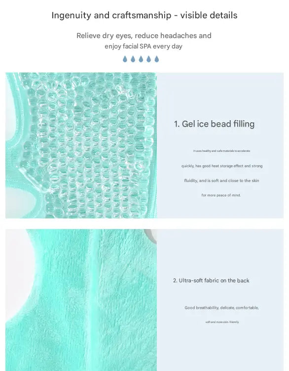 Green Reusable Cooling Gel Bead Face Mask and Eye Mask Set - Soothing Therapy for Puffy Eyes, Headaches and Facial Relaxation Wholesale Hub
