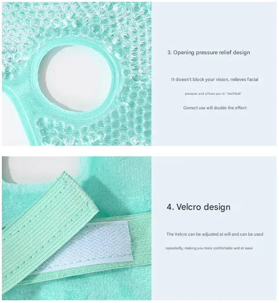 Green Reusable Cooling Gel Bead Face Mask and Eye Mask Set - Soothing Therapy for Puffy Eyes, Headaches and Facial Relaxation Wholesale Hub