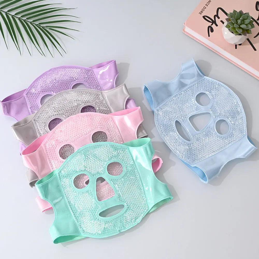 Grey Reusable Cooling Gel Bead Face Mask and Eye Mask Set - Soothing Therapy for Puffy Eyes, Headaches and Facial Relaxation Wholesale Hub