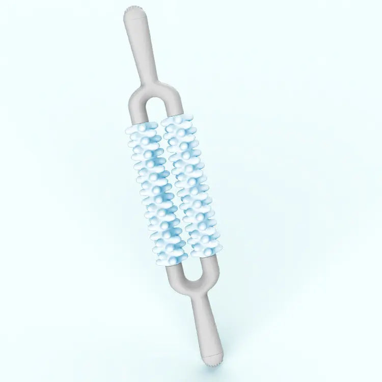 Blue and Grey Dual Row Spiky Muscle Roller Stick - Deep Tissue Massager for Back and Leg Recovery Wholesale Hub
