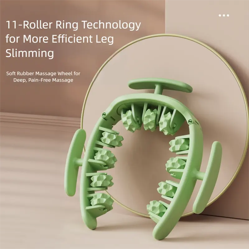 Green Removable Adjustable Wrap-Around Muscle Roller - 11-Wheel Deep Tissue Massager for Legs, Arms & Body Wholesale Hub