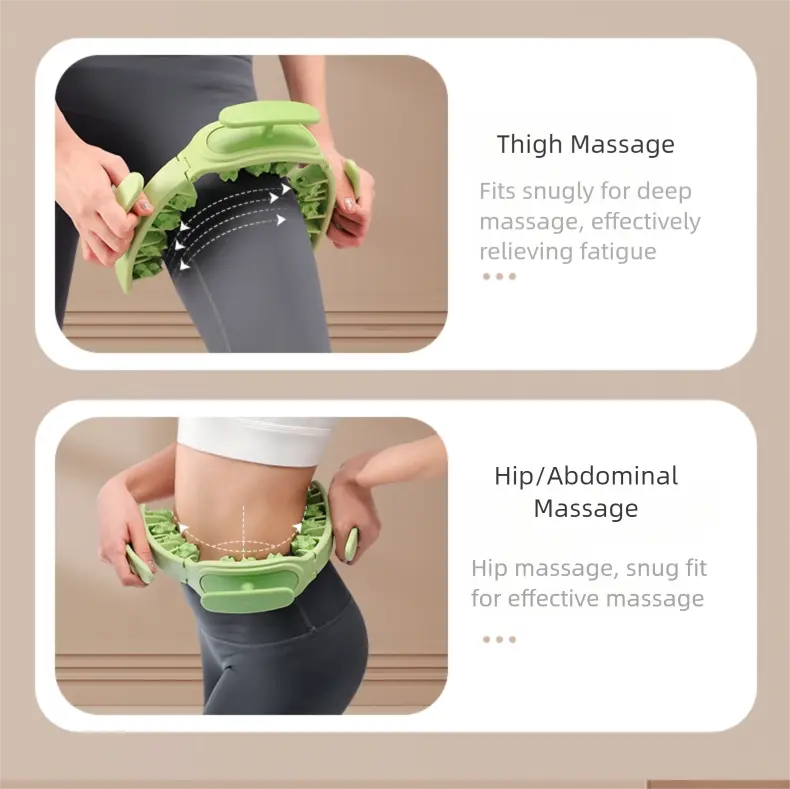 Green Removable Adjustable Wrap-Around Muscle Roller - 11-Wheel Deep Tissue Massager for Legs, Arms & Body Wholesale Hub