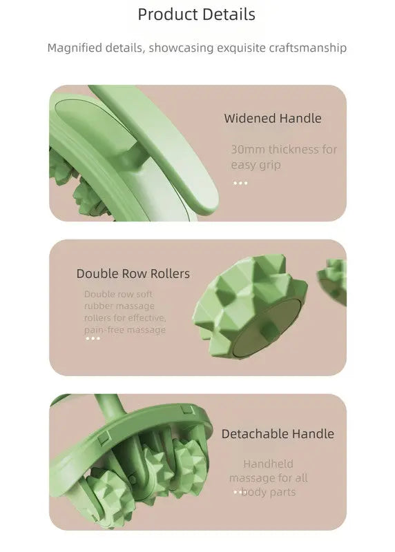 Green Removable Adjustable Wrap-Around Muscle Roller - 11-Wheel Deep Tissue Massager for Legs, Arms & Body Wholesale Hub