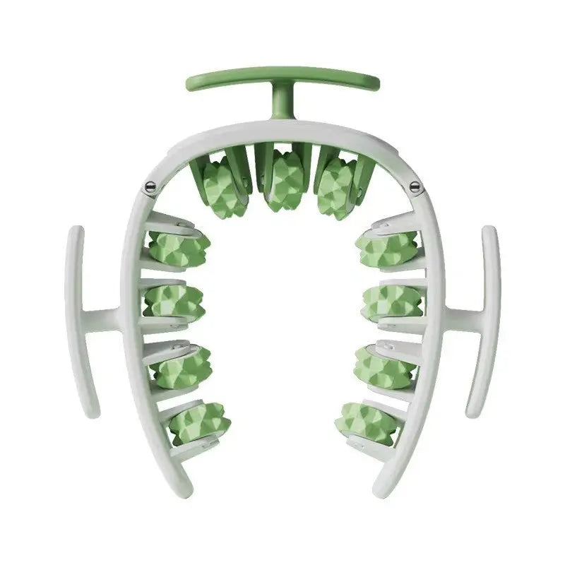 Green and White Removable Adjustable Wrap-Around Muscle Roller - 11-Wheel Deep Tissue Massager for Legs, Arms & Body Wholesale Hub