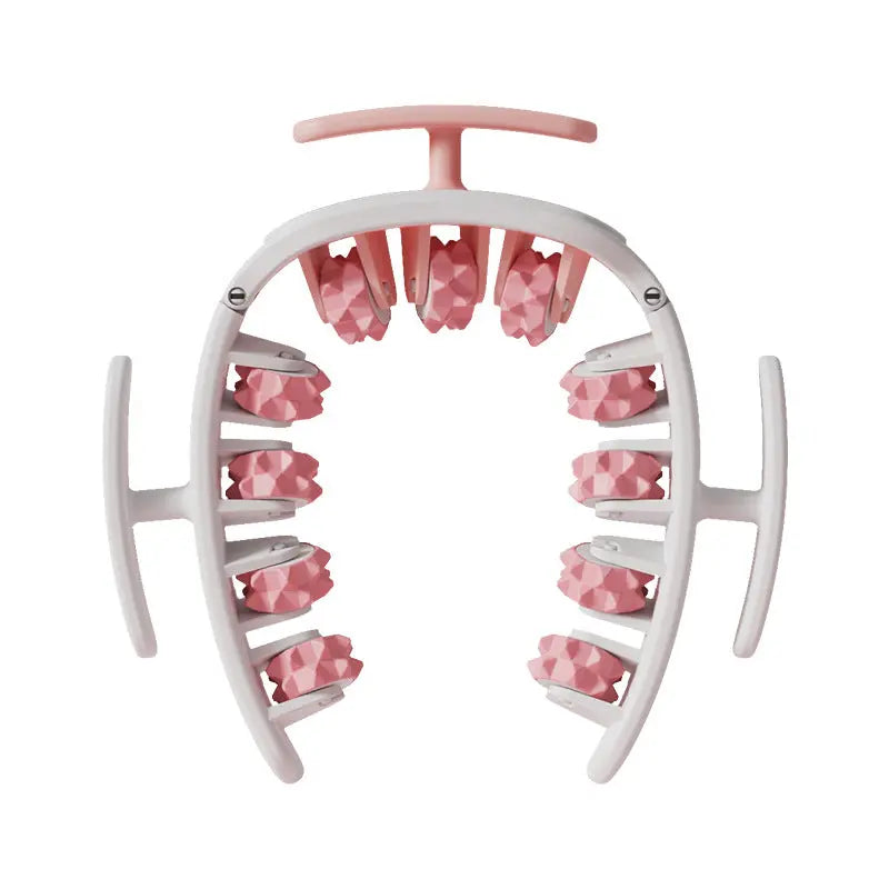 Pink and White Removable Adjustable Wrap-Around Muscle Roller - 11-Wheel Deep Tissue Massager for Legs, Arms & Body Wholesale Hub