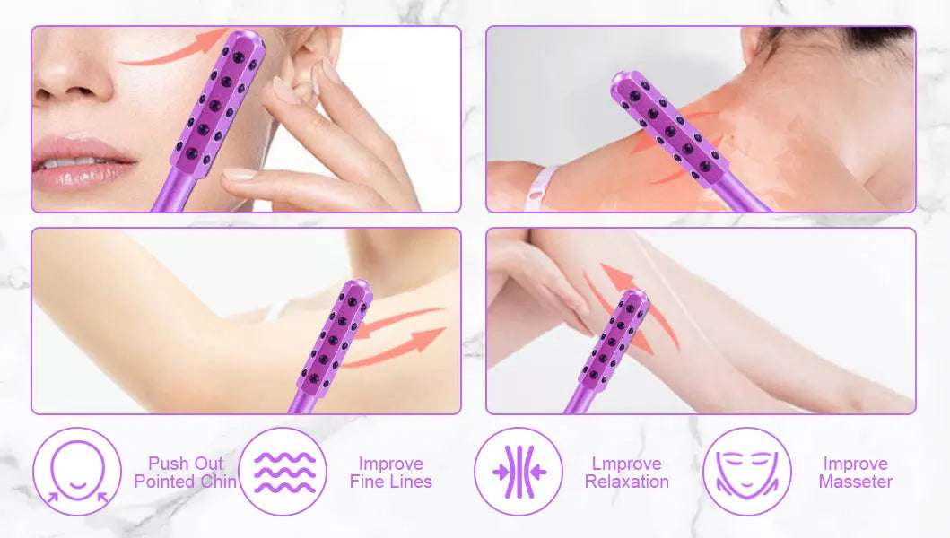 Purple Germanium Stone Facial Roller - Uplifting & Sculpting Beauty Massager for Face and Body Wholesale Hub