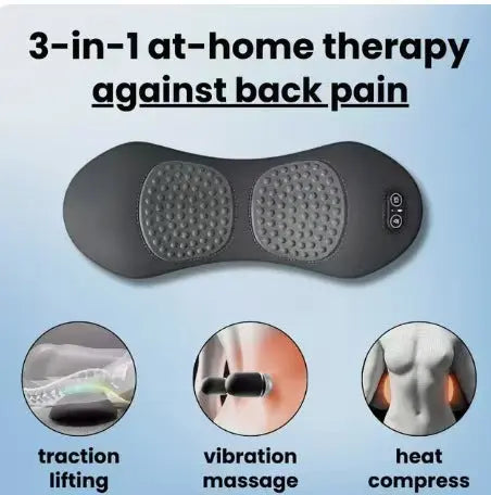 Light Grey 3-in-1 Heated Back Stretcher with Vibration Massage & Traction Lift — Memory Foam Lumbar Support Cushion for Home Therapy and Pain Relief Wholesale Hub