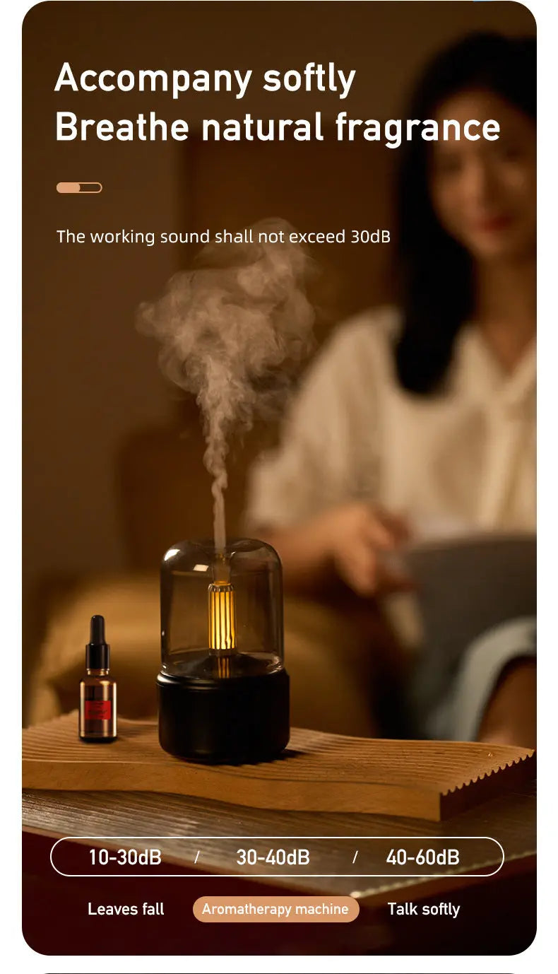 White Creative Candleligh Aromatherapy Diffuser USB Desktop Ambient Candle Lamp Humidifier Wholesale Hub