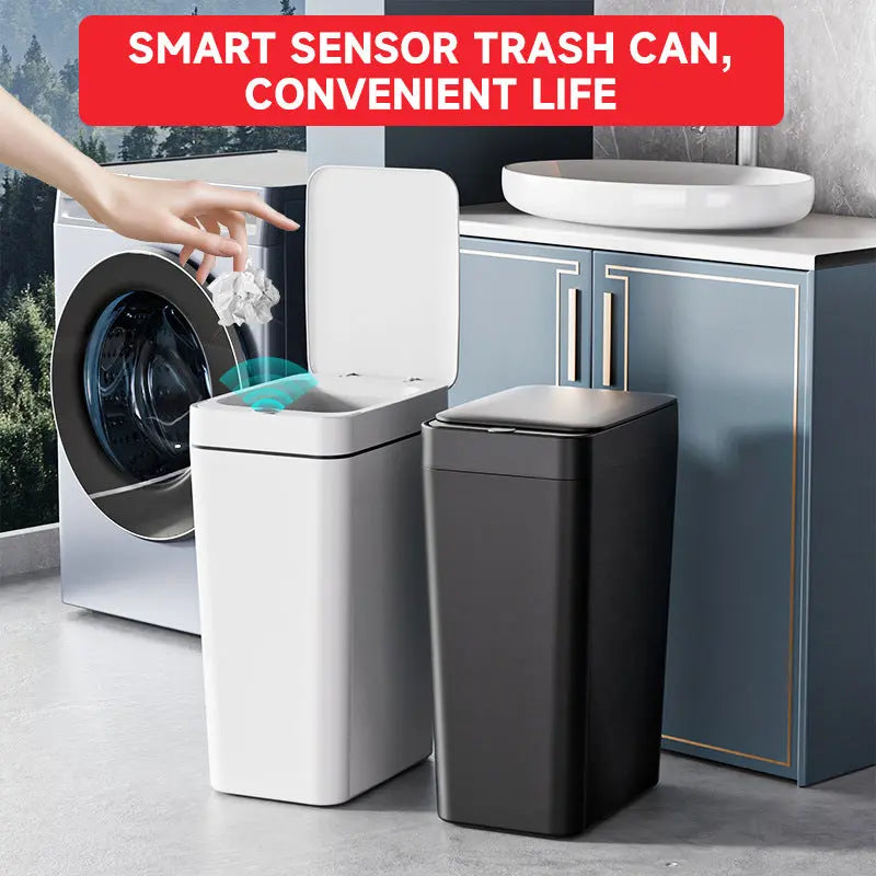 White Smart Sensor Trash Can – Slim, Durable, and Hands-Free Waste Bin for Kitchen, Bathroom, or Living Room Wholesale Hub