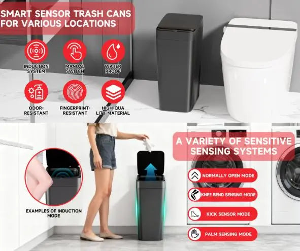 White Smart Sensor Trash Can – Slim, Durable, and Hands-Free Waste Bin for Kitchen, Bathroom, or Living Room Wholesale Hub