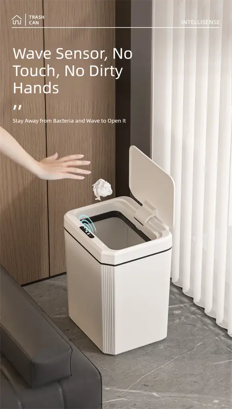White Smart Sensor Trash Can – 20L Capacity, Touch-Free Operation with Odor-Blocking & Waterproof Design Wholesale Hub