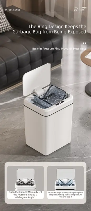 White Smart Sensor Trash Can – 20L Capacity, Touch-Free Operation with Odor-Blocking & Waterproof Design Wholesale Hub