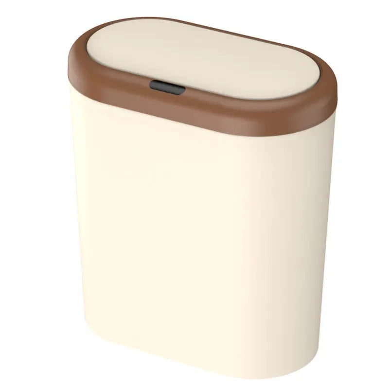 Beige and Brown Smart Sensor Trash Can – 15L Capacity, Compact Design for Home Use with Automatic Induction Opening(Three sensor modes) Wholesale Hub