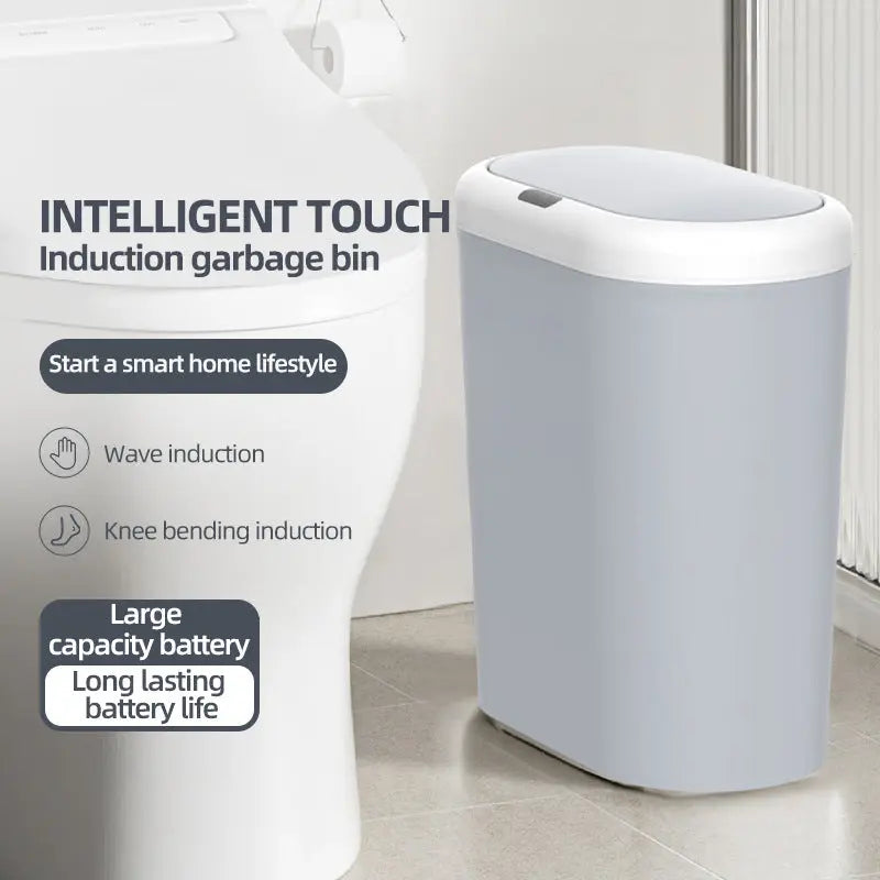 Grey Smart Sensor Trash Can – 15L Capacity, Compact Design for Home Use with Automatic Induction Opening(Three sensor modes) Wholesale Hub