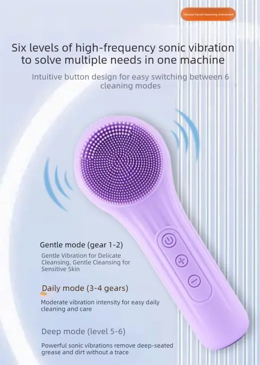 Black Multi-Functional Silicone Facial Cleansing Brush – Ultrasonic & Heat Infusion Beauty Device Wholesale Hub