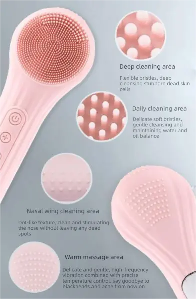 Black Multi-Functional Silicone Facial Cleansing Brush – Ultrasonic & Heat Infusion Beauty Device Wholesale Hub