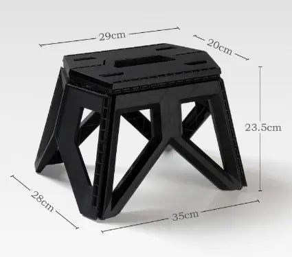Black Portable Folding Stool - Compact Lightweight Plastic Step Stool for Camping, Fishing, Kids, and Home Use Wholesale Hub