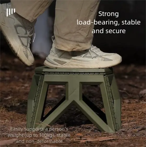 Black Portable Folding Stool - Compact Lightweight Plastic Step Stool for Camping, Fishing, Kids, and Home Use Wholesale Hub
