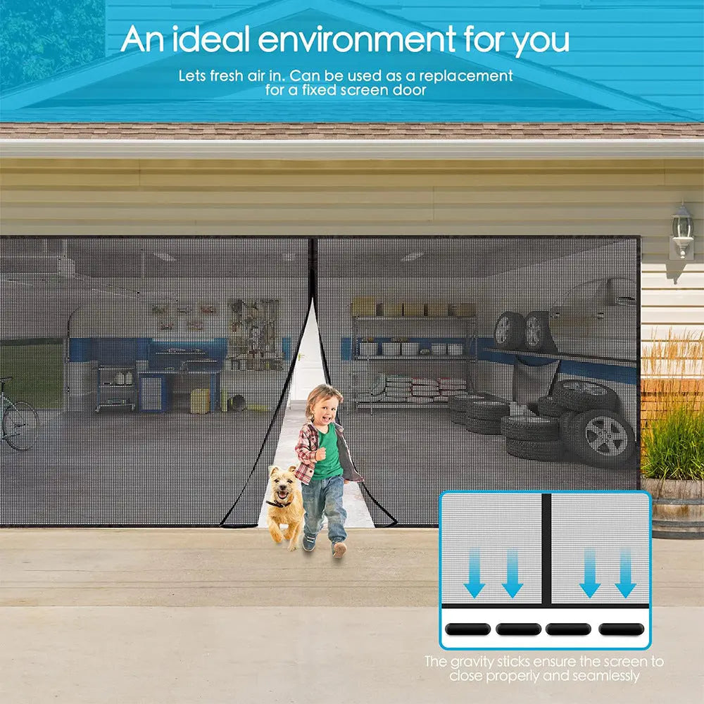 No-Drill Magnetic Garage Door Screen - Polyester Mosquito Net Curtain, Cross-border Home Summer Velcro Garage Door Mesh (244x214cm) Wholesale Hub