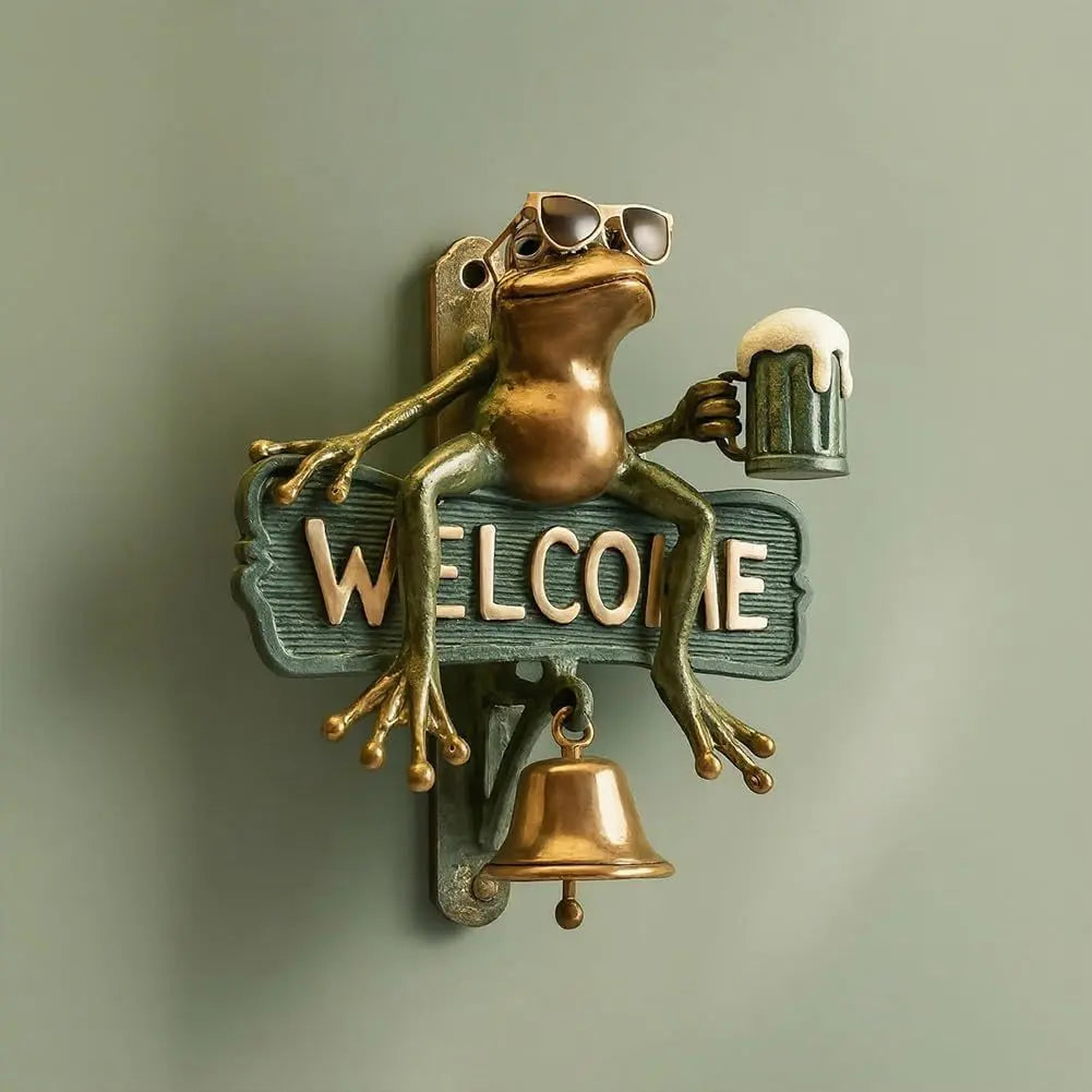 Chill Frog Welcome Doorbell - Sunglasses & Beer Frog Resin Decorative Doorbell (15x15x5cm) Wholesale Hub