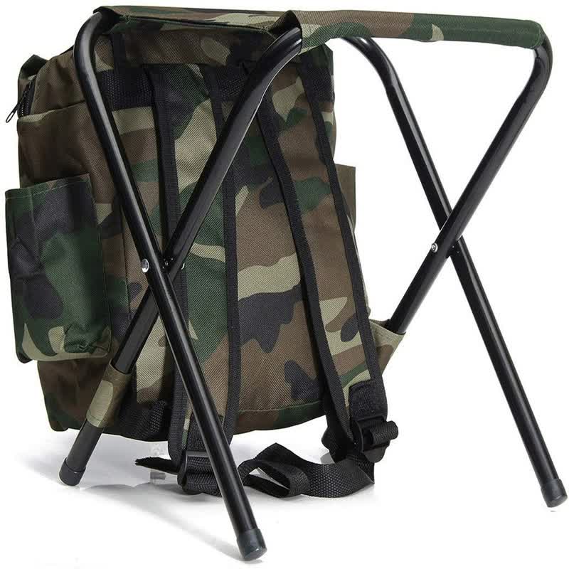 Camouflage Foldable Backpack with Built-in Chair – Multi-Functional Outdoor Camping Stool Bag Wholesale Hub
