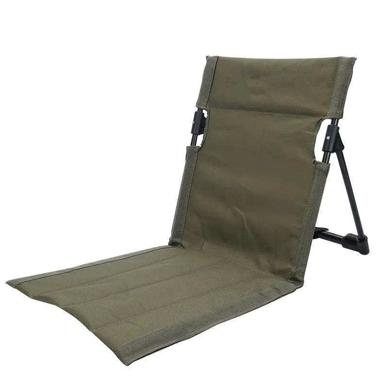 Army Green Portable Outdoor Ground Chair with Back Support Folding Beach Mat Seat Lightweight Aluminium Frame for Camping Festivals and Picnics Wholesale Hub