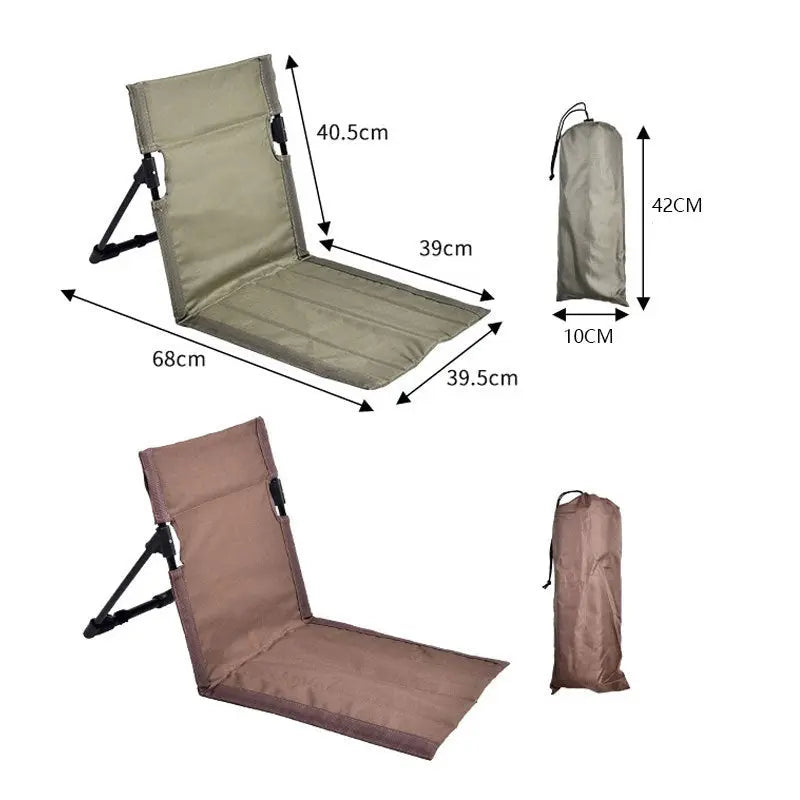 Army Green Portable Outdoor Ground Chair with Back Support Folding Beach Mat Seat Lightweight Aluminium Frame for Camping Festivals and Picnics Wholesale Hub