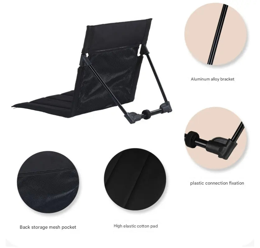 Army Green Portable Outdoor Ground Chair with Back Support Folding Beach Mat Seat Lightweight Aluminium Frame for Camping Festivals and Picnics Wholesale Hub