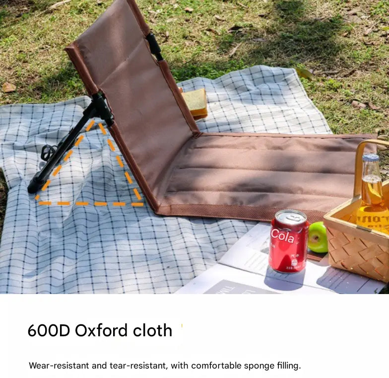 Army Green Portable Outdoor Ground Chair with Back Support Folding Beach Mat Seat Lightweight Aluminium Frame for Camping Festivals and Picnics Wholesale Hub