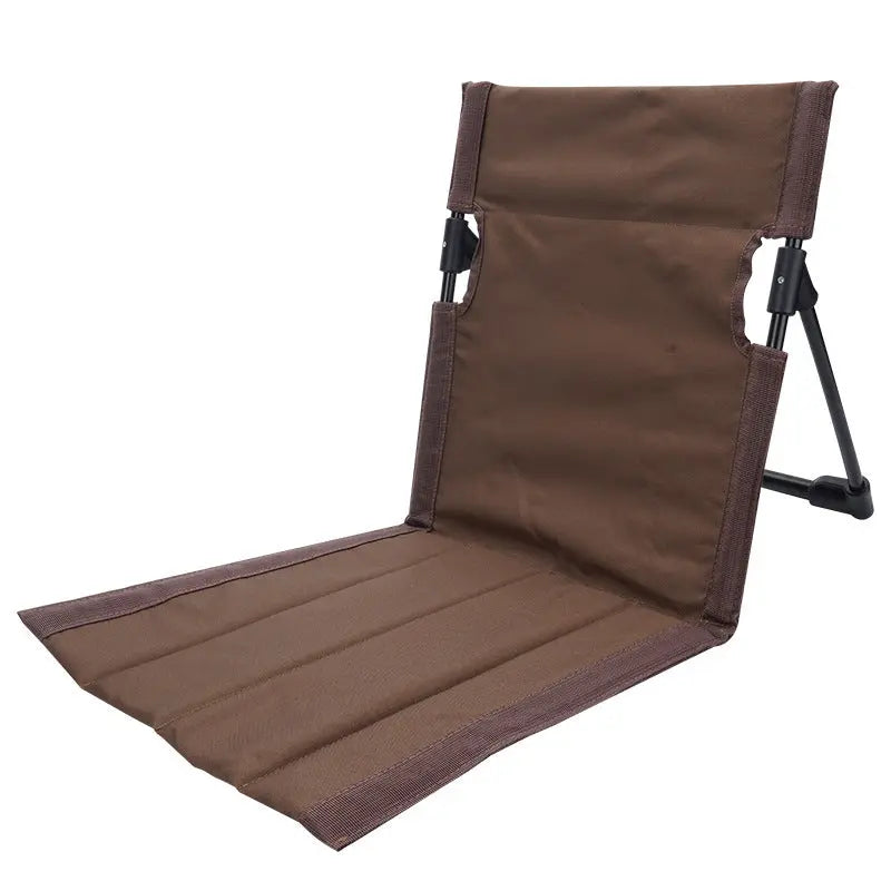 Brown Portable Outdoor Ground Chair with Back Support Folding Beach Mat Seat Lightweight Aluminium Frame for Camping Festivals and Picnics Wholesale Hub