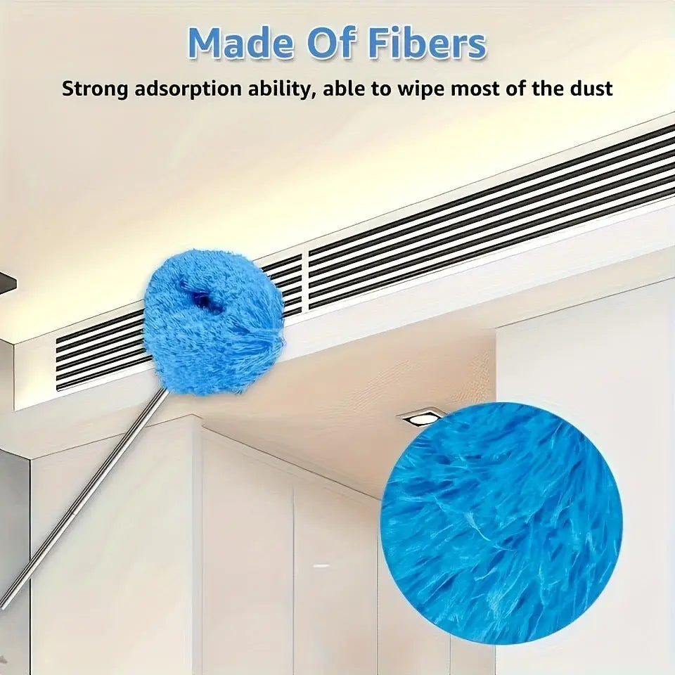 Blue 4 Pack Telescopic Microfiber Duster with Extendable Stainless Steel Pole - Anti-Static Ceiling Fan Cleaning Tool for High Reach & Tight Gaps - Washable & Compact Design (33cm - 80cm) Wholesale Hub