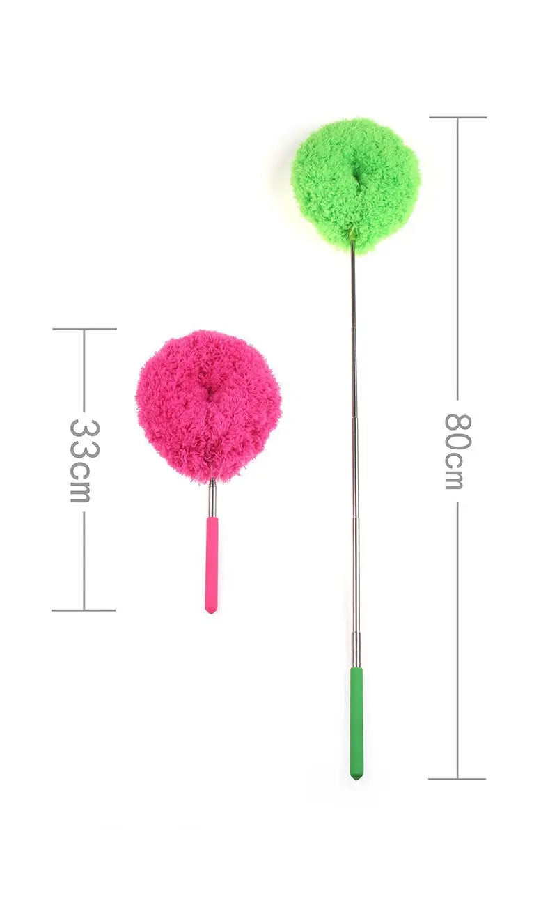 Rose Red 4 Pack Telescopic Microfiber Duster with Extendable Stainless Steel Pole - Anti-Static Ceiling Fan Cleaning Tool for High Reach & Tight Gaps - Washable & Compact Design (33cm - 80cm) Wholesale Hub