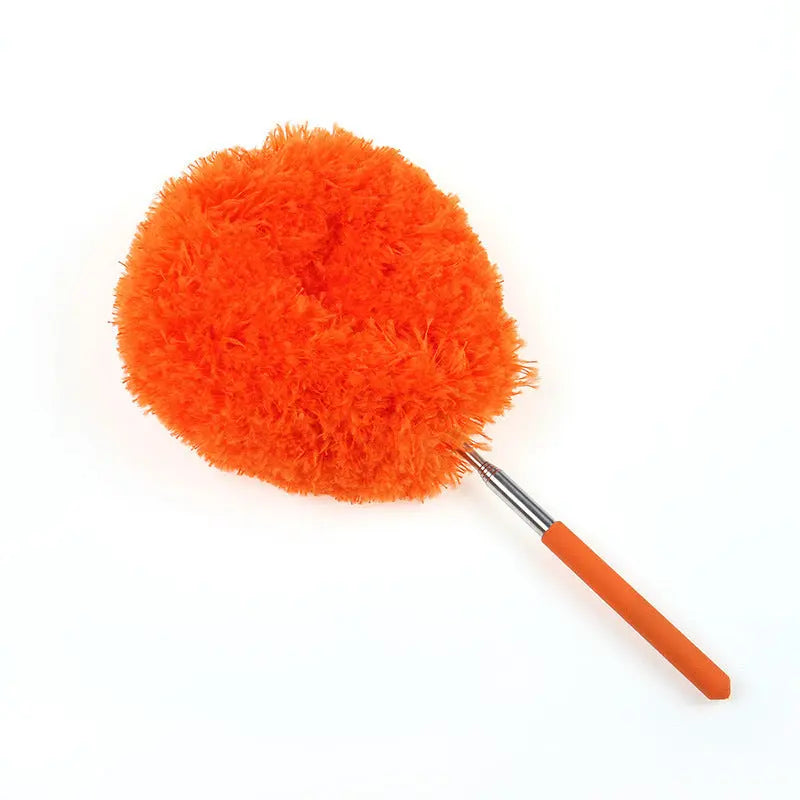 Orange 4 Pack Telescopic Microfiber Duster with Extendable Stainless Steel Pole - Anti-Static Ceiling Fan Cleaning Tool for High Reach & Tight Gaps - Washable & Compact Design (33cm - 80cm) Wholesale Hub