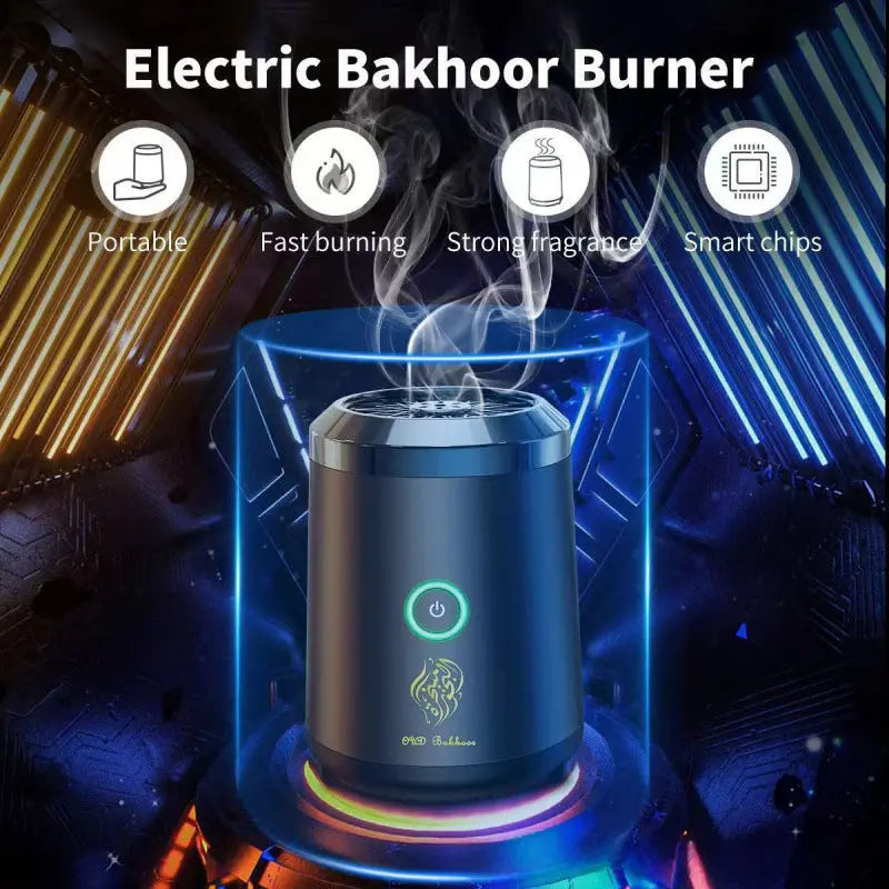 Portable Electric Oud Bukhoor Incense Burner with Speaker - USB Rechargeable Aroma Diffuser for Car and Home - Fits Australian Cup Holders - 98mm Wholesale Hub