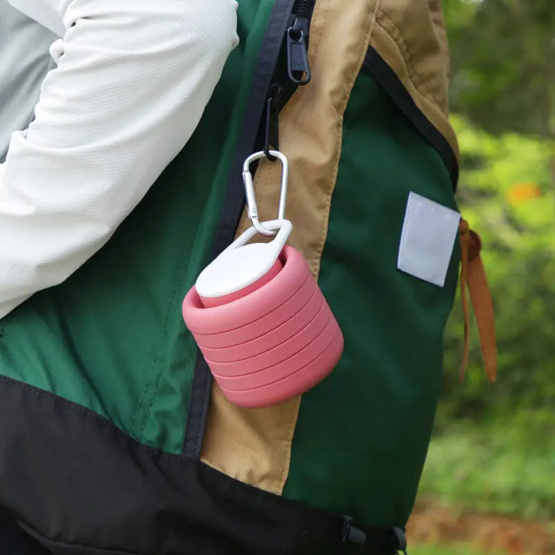 Light Blue Collapsible Silicone Water Bottle Portable Travel Sports Cup with Carabiner Clip Foldable Design for Camping Hiking & Gym Teal Wholesale Hub