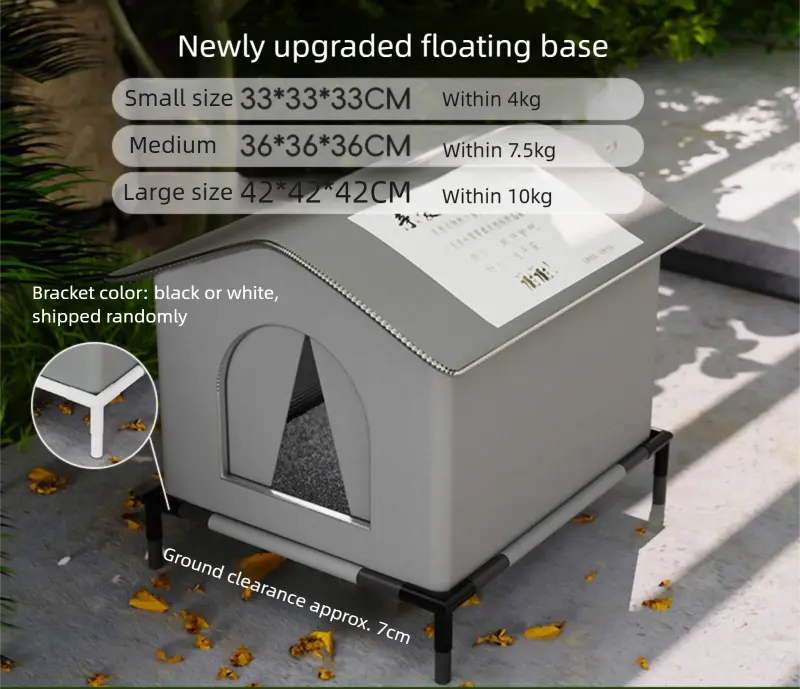 Small Size Elevated Indoor/Outdoor Pet Shelter(grey): Waterproof, Insulated for All-Season Warmth Wholesale Hub