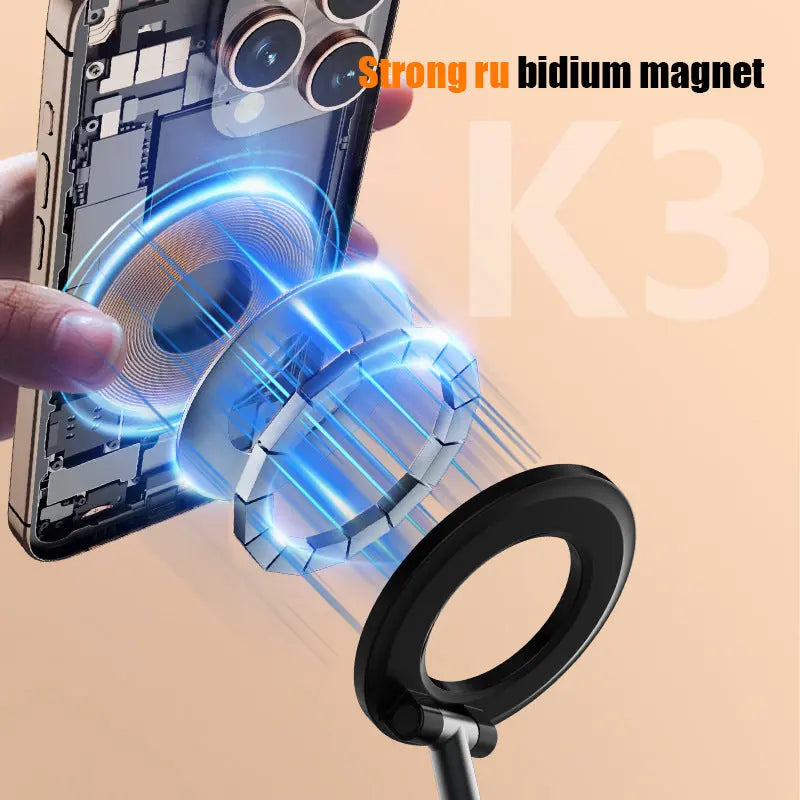 Black 2-in-1 Folding Portable Selfie Light and Magnetic Phone Stand - Vlogging Ring Light with Adjustable Kickstand, Three-Color Soft Light & USB Rechargeable Wholesale Hub