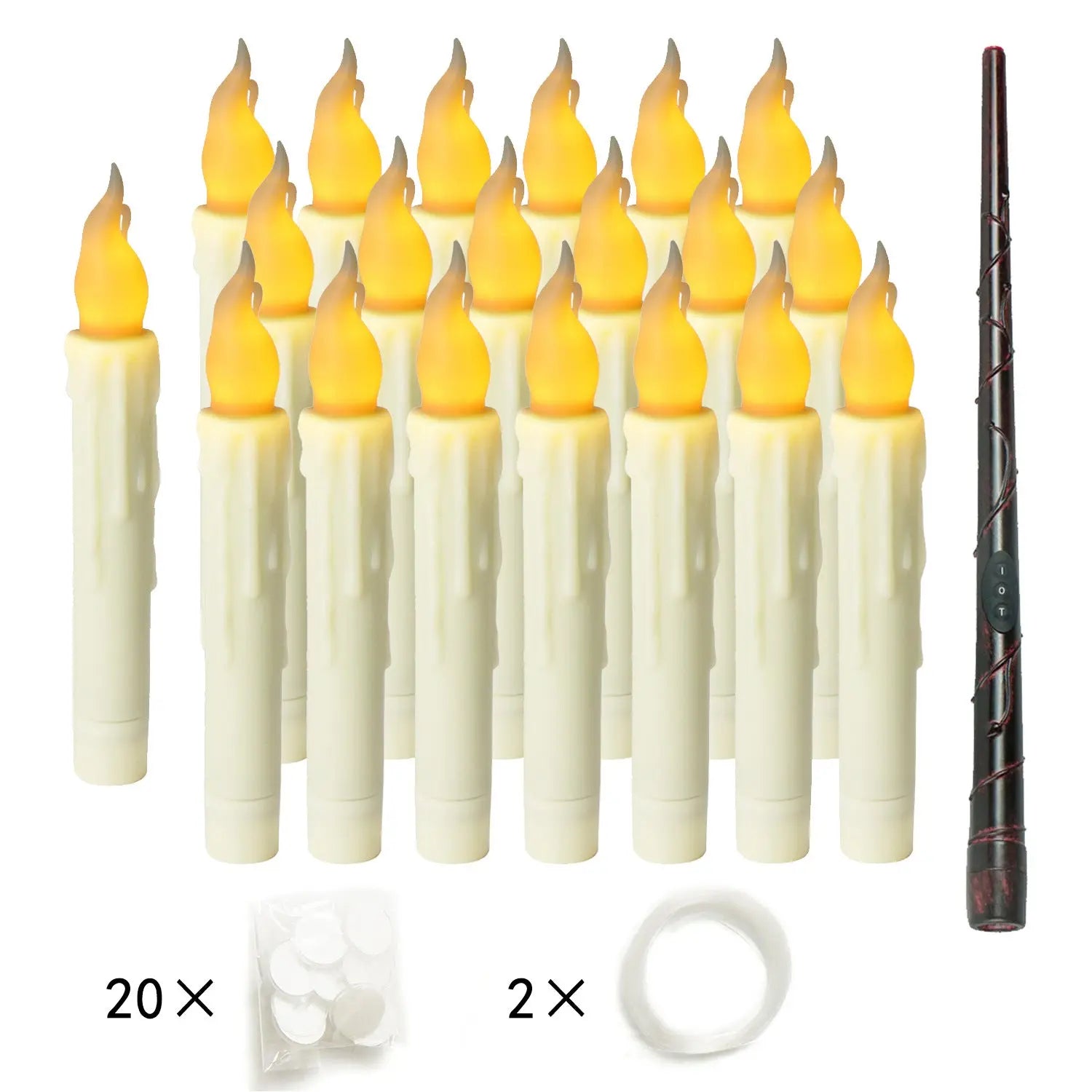 20-Pack LED Taper Candles, Remote, Hooks, & Line Wholesale Hub