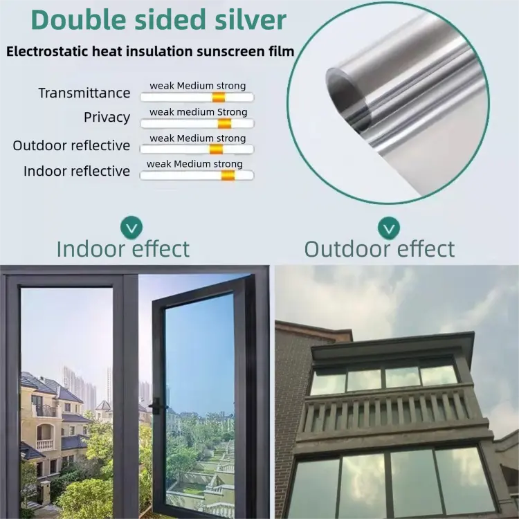 Premium 6-Layer Sliver Window Film for Home/Office – Reflective One-Way Privacy, 50cm x 2m One Roll, UPF 50+ UV Block,With Full Install Tools Wholesale Hub