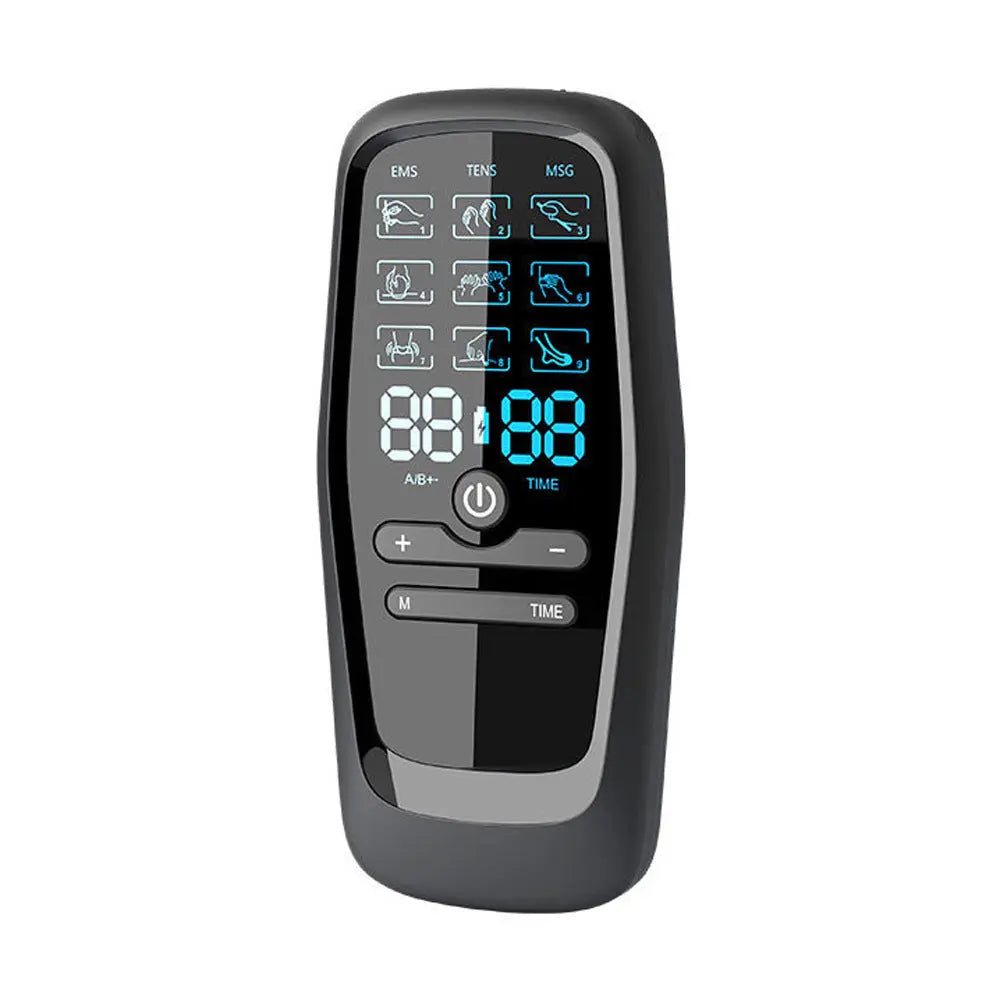 Dual Channel EMS TENS Microcurrent Massager Device with 9 Modes Pain Relief Stimulator & 4 Pairs of Patches Wholesale Hub