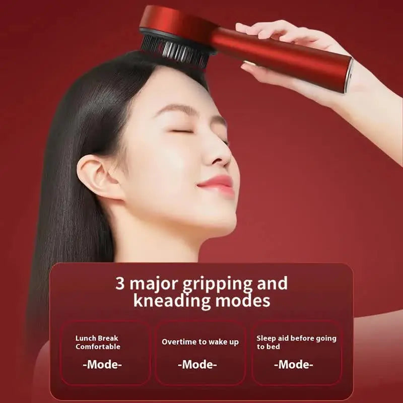 Red Luxury Red-Light Therapy Electric Scalp Massager Comb with Liquid Applicator - 3 Modes Vibration for Hair Growth & Relaxation Wholesale Hub