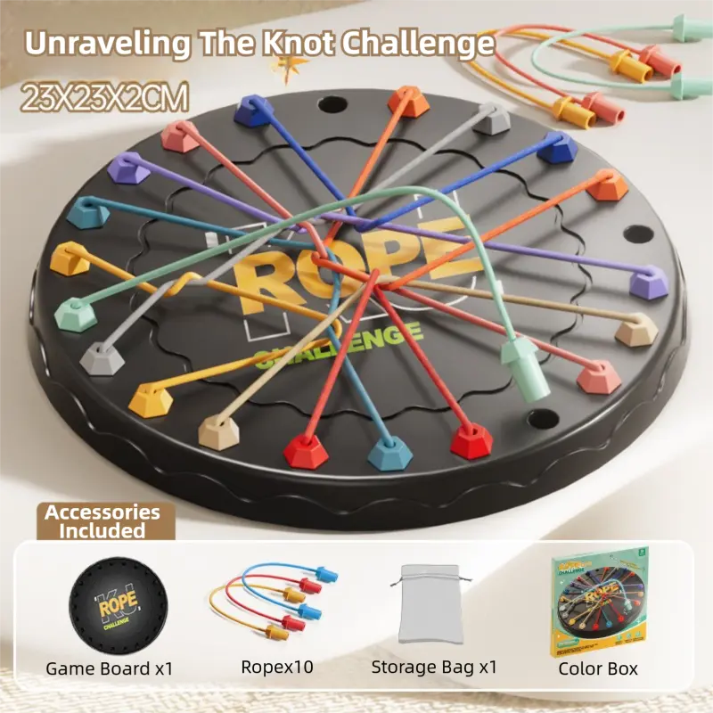 Rope Tangle Challenge Game (23x23CM) - Logic & Focus Educational Toy, Critical Thinking Puzzle for Kids & Family Interactive Fun Wholesale Hub