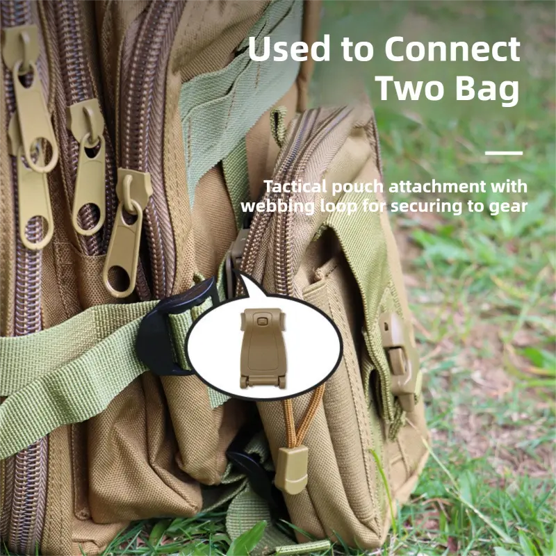 10 Pack Black MOLLE Clip Tactical Strap-Management Tool - Ultralight Portable Backpack Buckle for Tactical Outdoor Gear Attachment Wholesale Hub