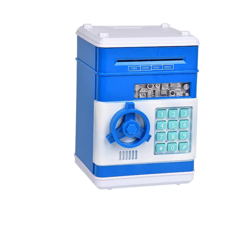 2-Piece Blue Smart ATM Piggy Banks - Kids Electronic Money Safe with Password Lock & Auto-Roll in/out Feature Wholesale Hub