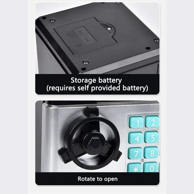 2-Piece Blue Smart ATM Piggy Banks - Kids Electronic Money Safe with Password Lock & Auto-Roll in/out Feature Wholesale Hub